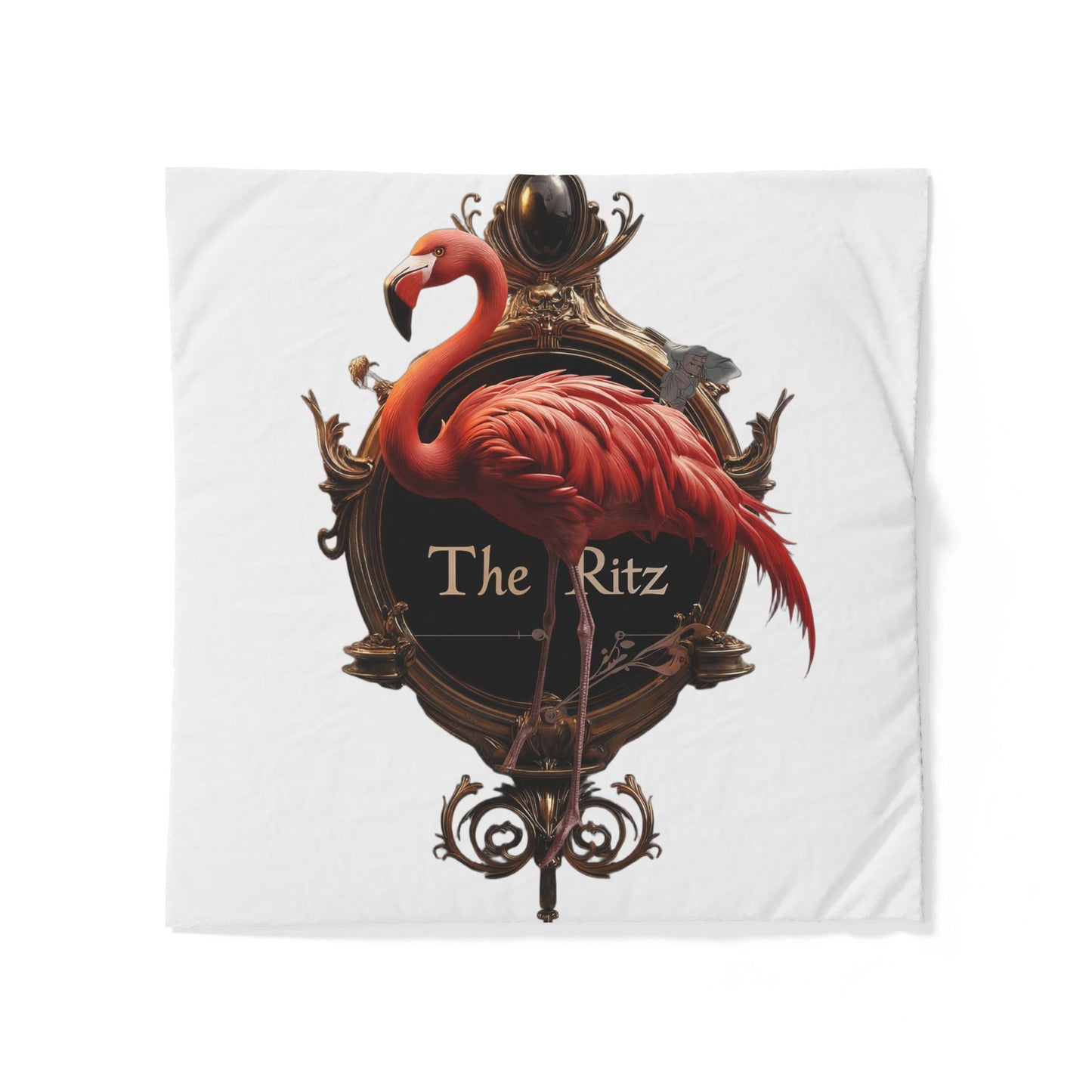 Royal Flamingo Manor Sign Duvet Cover – Victorian Gilded Elegance