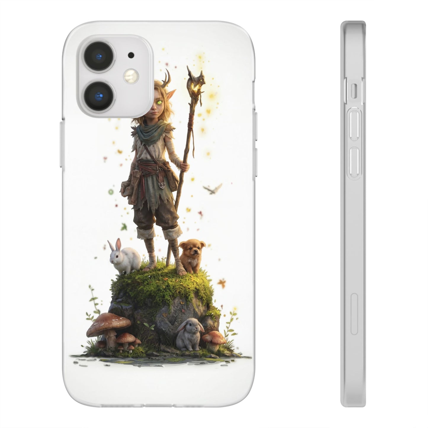Forest Sentinel Flexi Cases – Glowing Antlered Child with Pet Companions