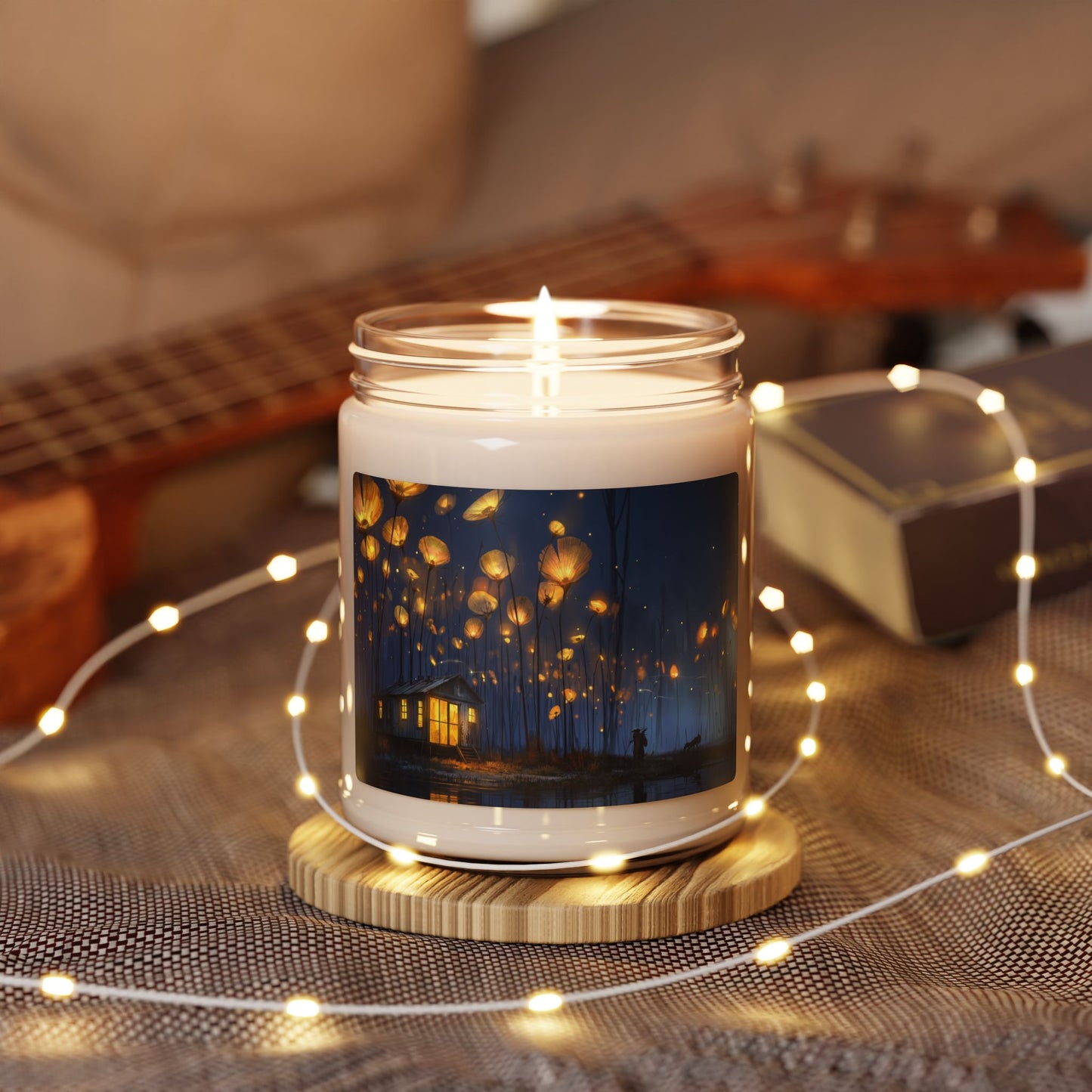 Luminous Wildflower Cottage Candle – Warm Glow in the Twilight Marsh