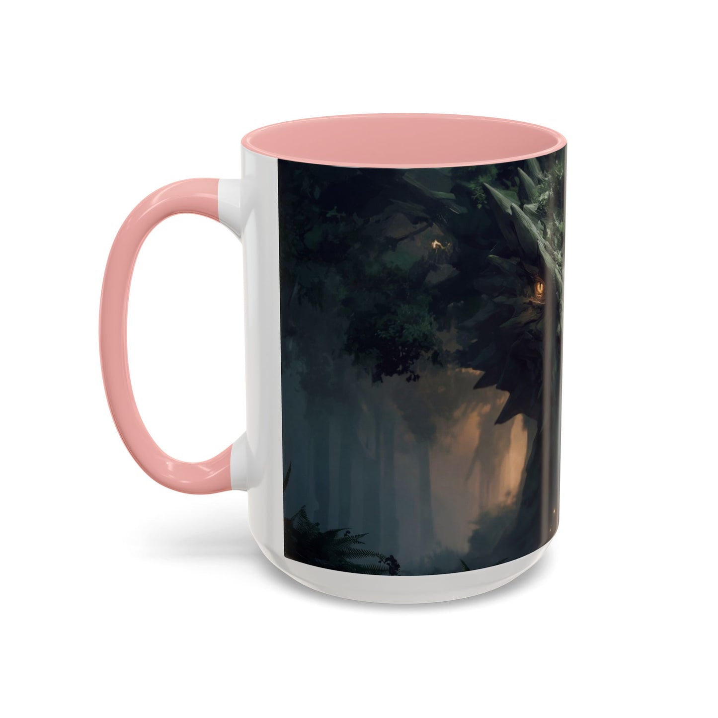Ancient Dragon Sentinel Accent Coffee Mug (11, 15oz) – Forest Guardian at Dawn