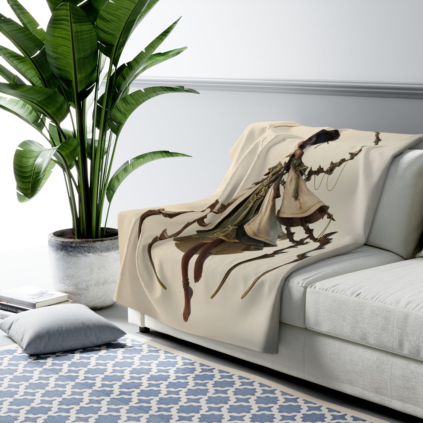 Moonlit Weaver Sherpa Fleece Blanket – Bronze Skein & Whispering Threads
