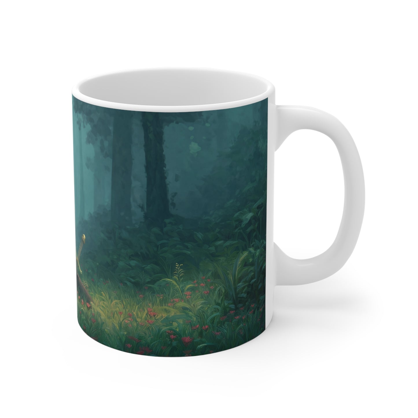 Elven Sentinel Ceramic Mugs (11oz\15oz\20oz) – Moss-Whispering Forest Pause