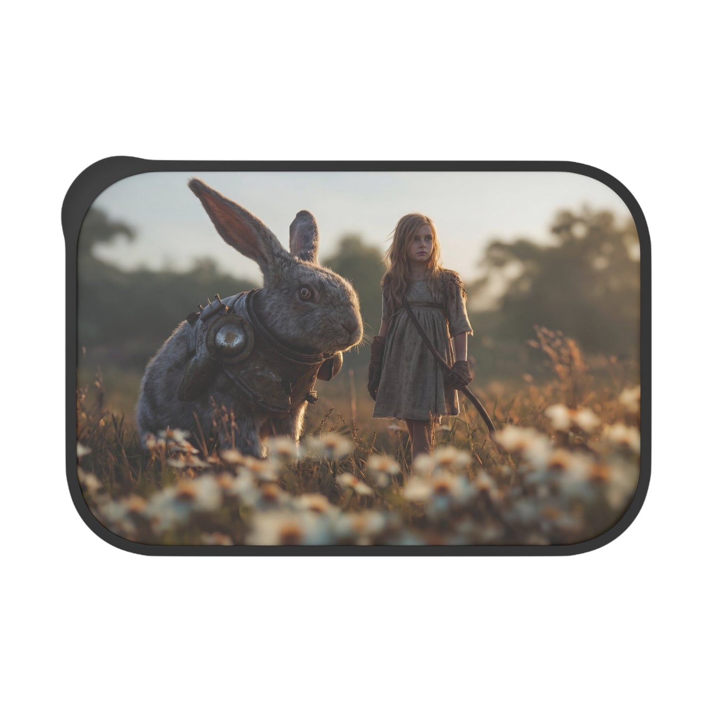 Guardian Rabbit and Girl PLA Bento Box with Band and Utensils – Sunset Meadow Companionship
