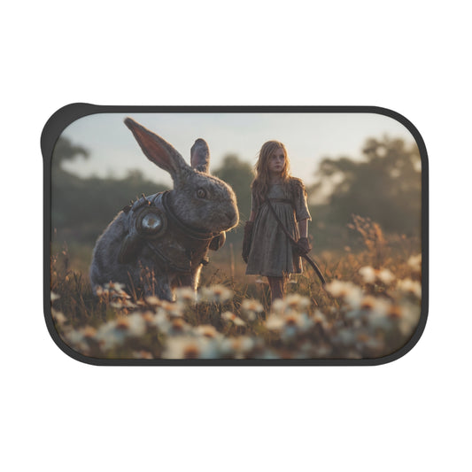 Guardian Rabbit and Girl PLA Bento Box with Band and Utensils – Sunset Meadow Companionship