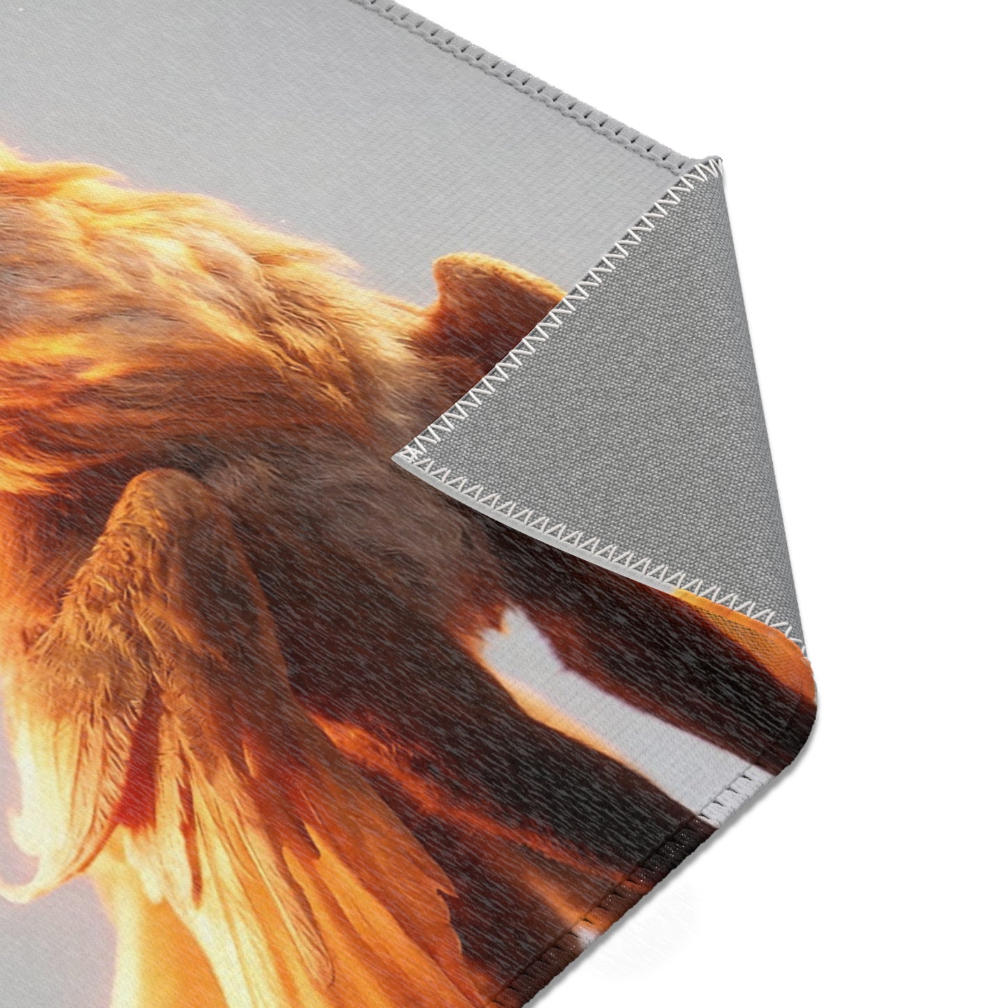 Flame Fox Guardian Area Rug – Warm Ember Dreamscape