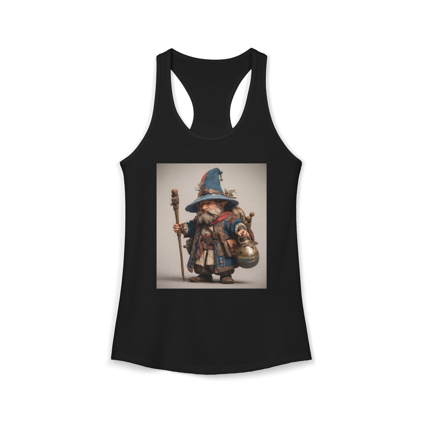 Elder Wizard Traveler Women's Ideal Racerback Tank – Weathered Blue Robes and Brass Flask