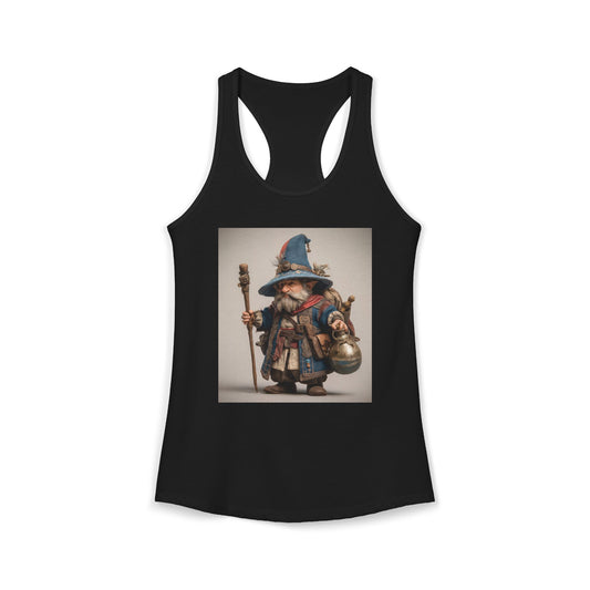 Elder Wizard Traveler Women's Ideal Racerback Tank – Weathered Blue Robes and Brass Flask