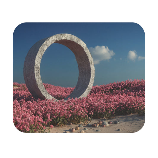 Stone Ring in Pink Bloom Mouse Pad – Serene Desert Portal