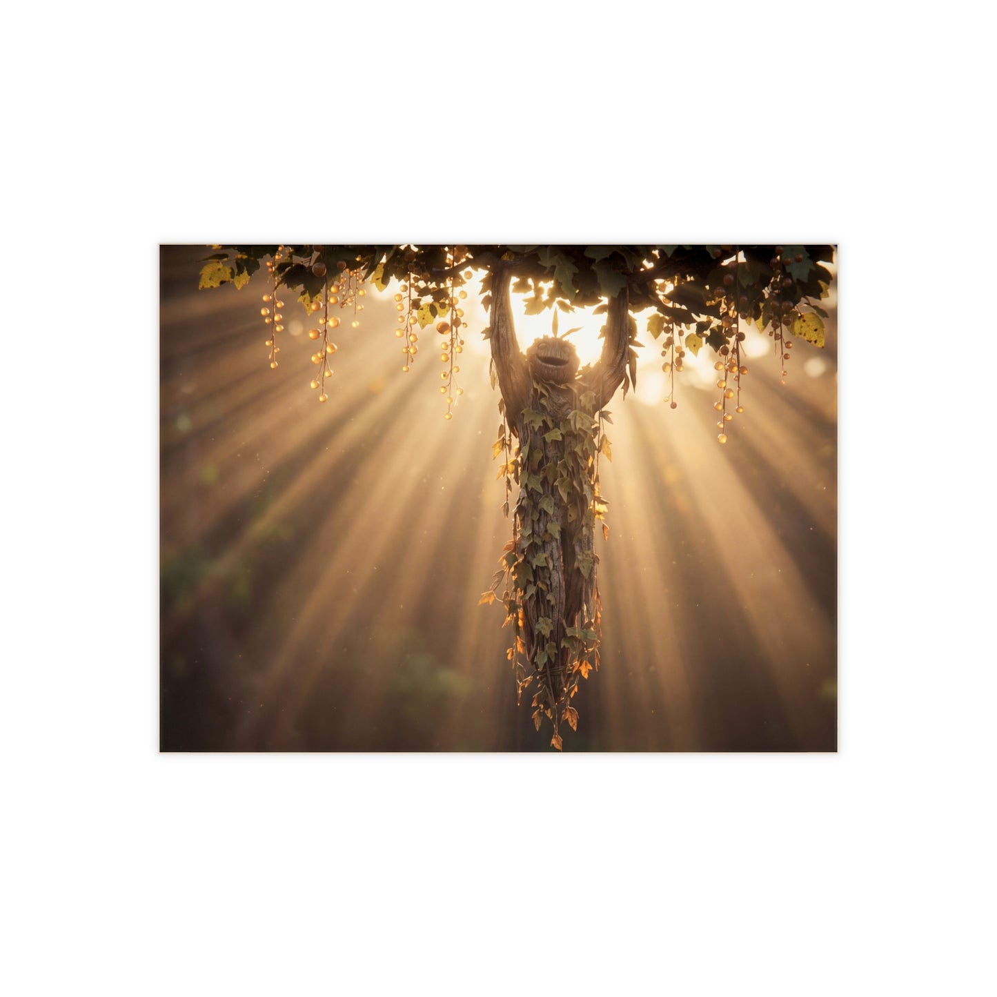 Sunbeam Tree Spirit Ceramic Photo Tile – Golden Hour Guardian