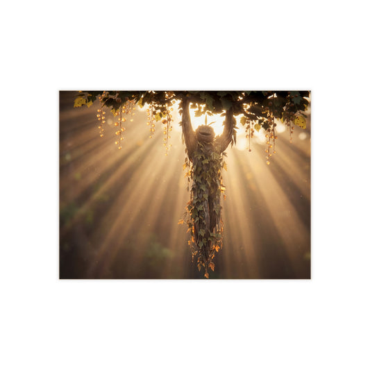 Sunbeam Tree Spirit Ceramic Photo Tile – Golden Hour Guardian