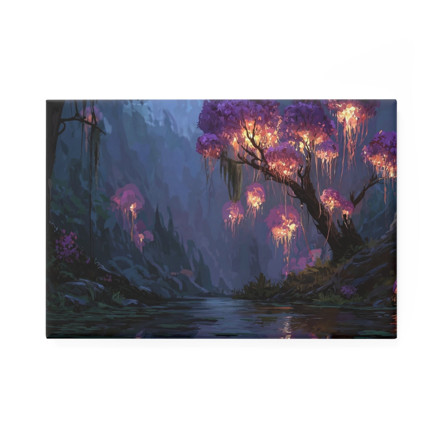 Bioluminescent Forest Button Magnet, Rectangle (1 & 10 pcs) – Glow-Lit Twilight Grove