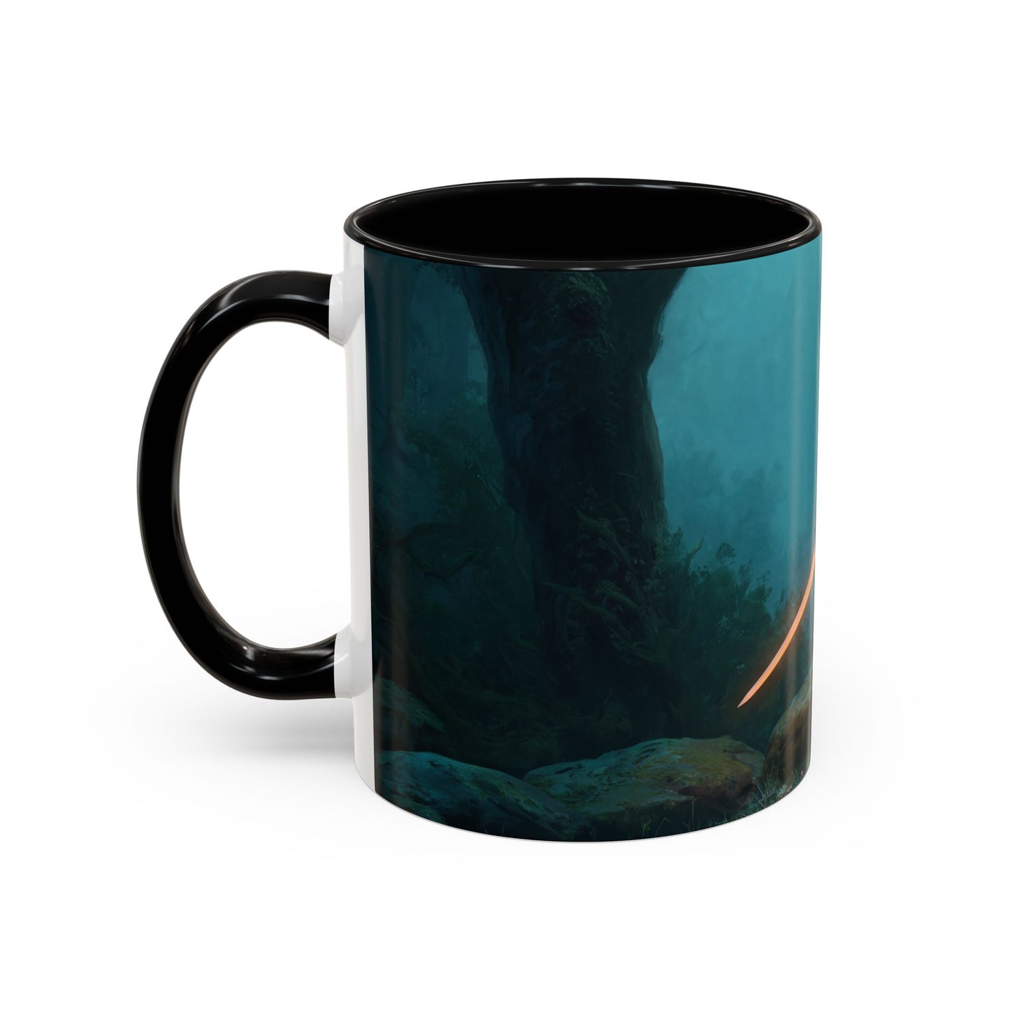 Glowing Sword Elf Sentinel Accent Coffee Mug (11, 15oz) – Misty Forest Guardian