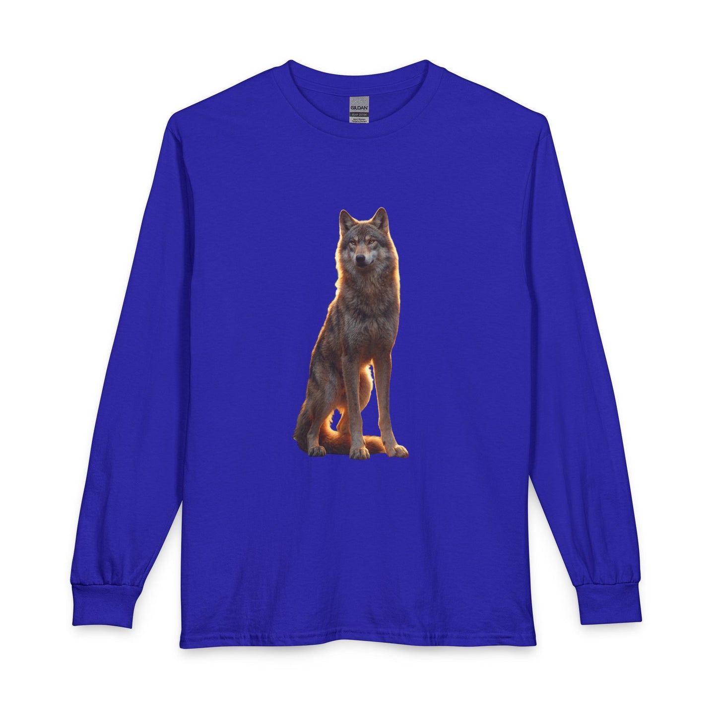 Golden Hour Wolf Unisex Long Sleeve T-Shirt – Amber Sentinel Portrait