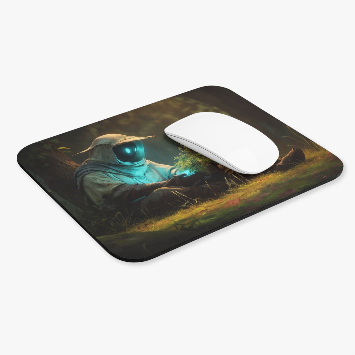Forest Sentinel Mouse Pad (Rectangle) – Glowing Eye in Sunlit Grove