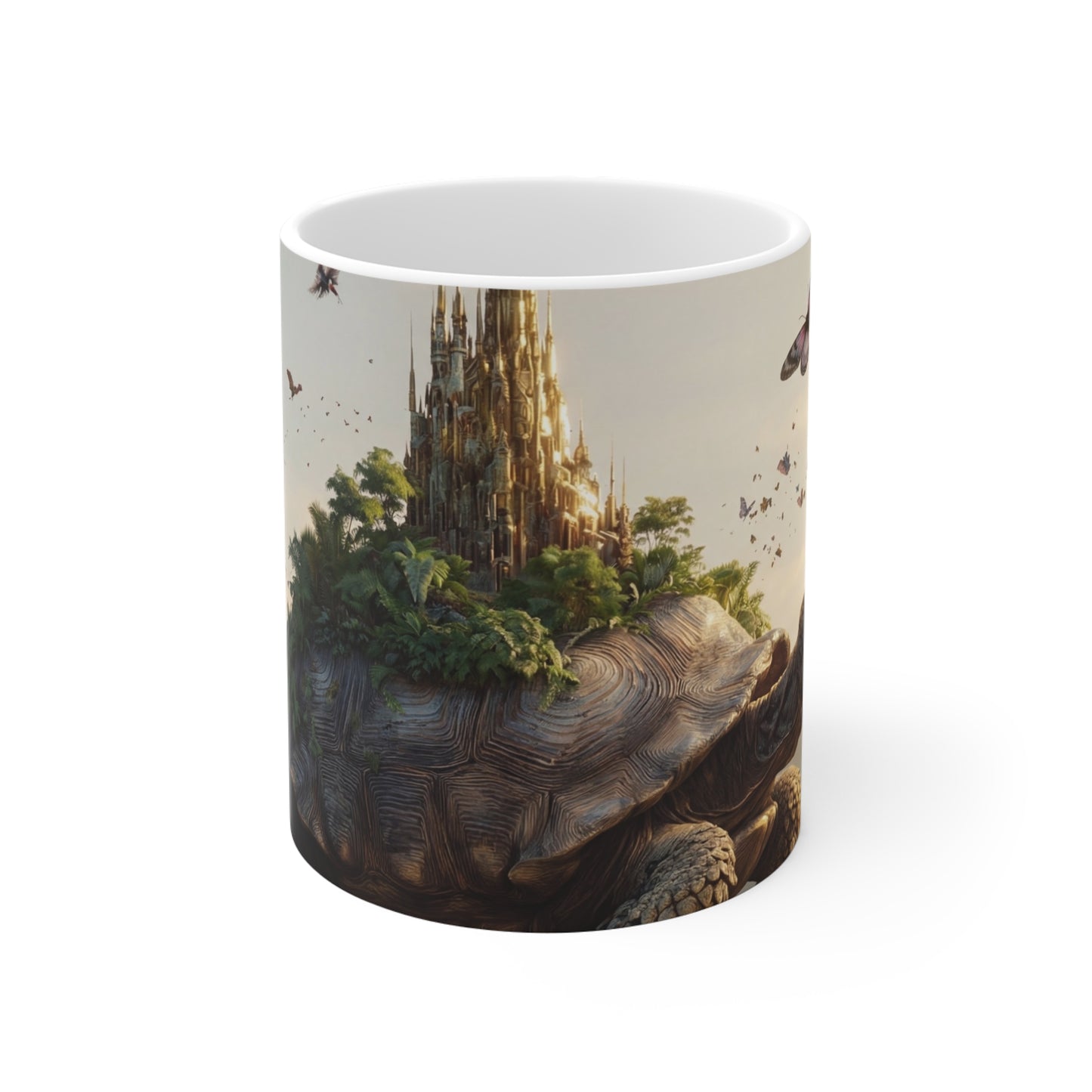 Turtle-Carried Castle Ceramic Mugs (11oz\15oz\20oz) – Verdant Sanctuary on Ancient Shell