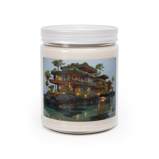 Oceanfront Jungle Retreat Scented Soy Candles with White Lid, 9oz – Luminous Island Sanctuary