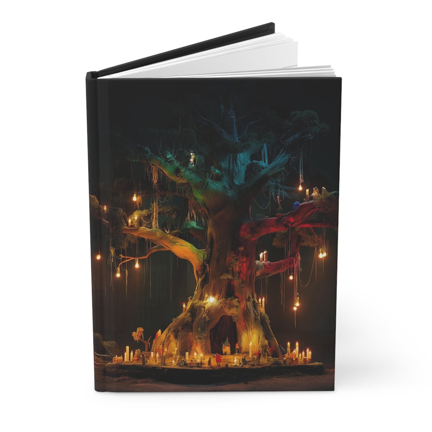 Whispering Grove Hardcover Journal Matte – Candlelit Oracle Tree Sanctuary