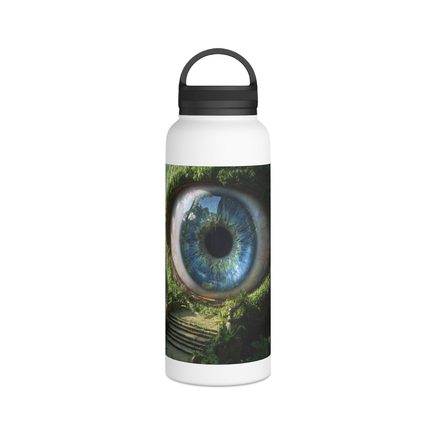 Guardian Forest Eye Water Bottle – Moss-Covered Watcher of the Verdant Path