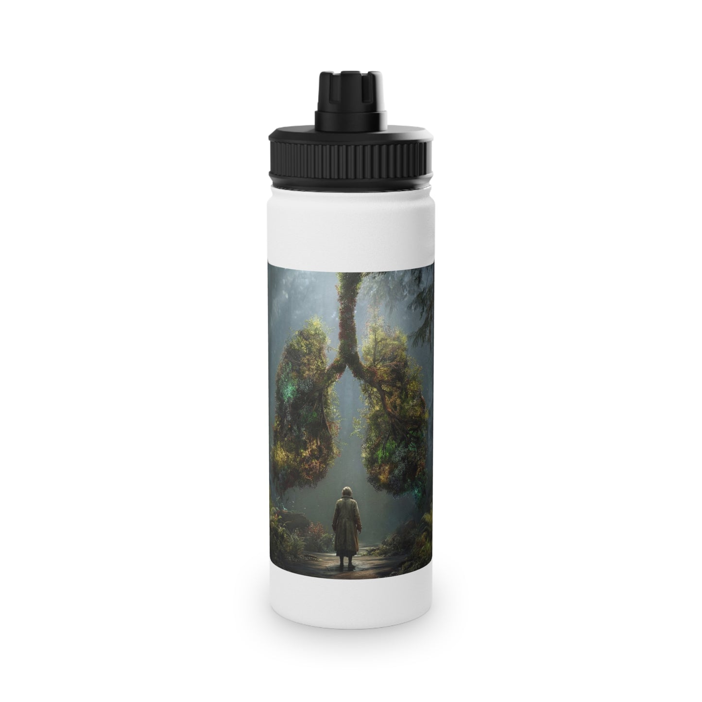 Lungs of the Forest Stainless Steel Water Bottle, Sports Lid – Breath of Ancient Canopy