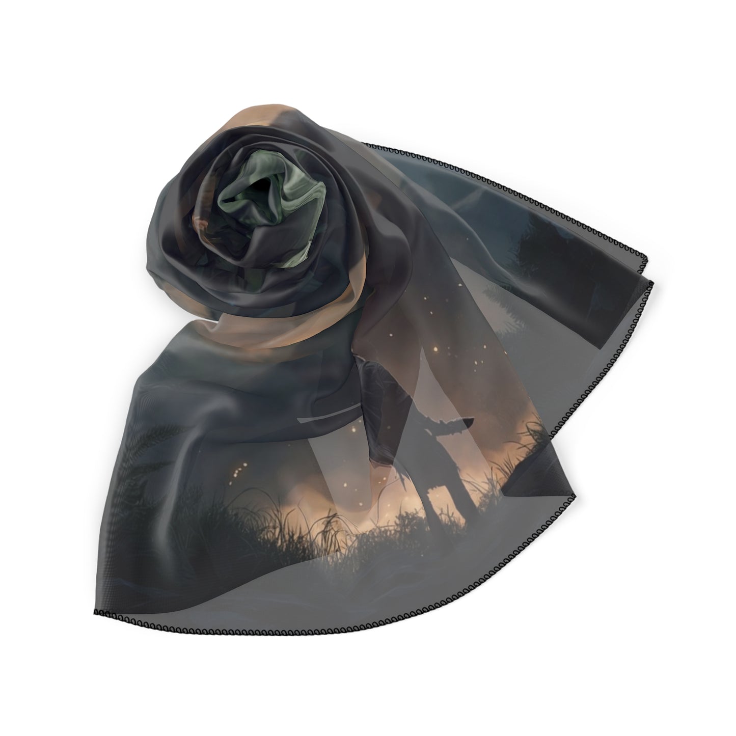 Ancient Forest Dragon Poly Scarf – Whispers of Moss and Ember Eyes