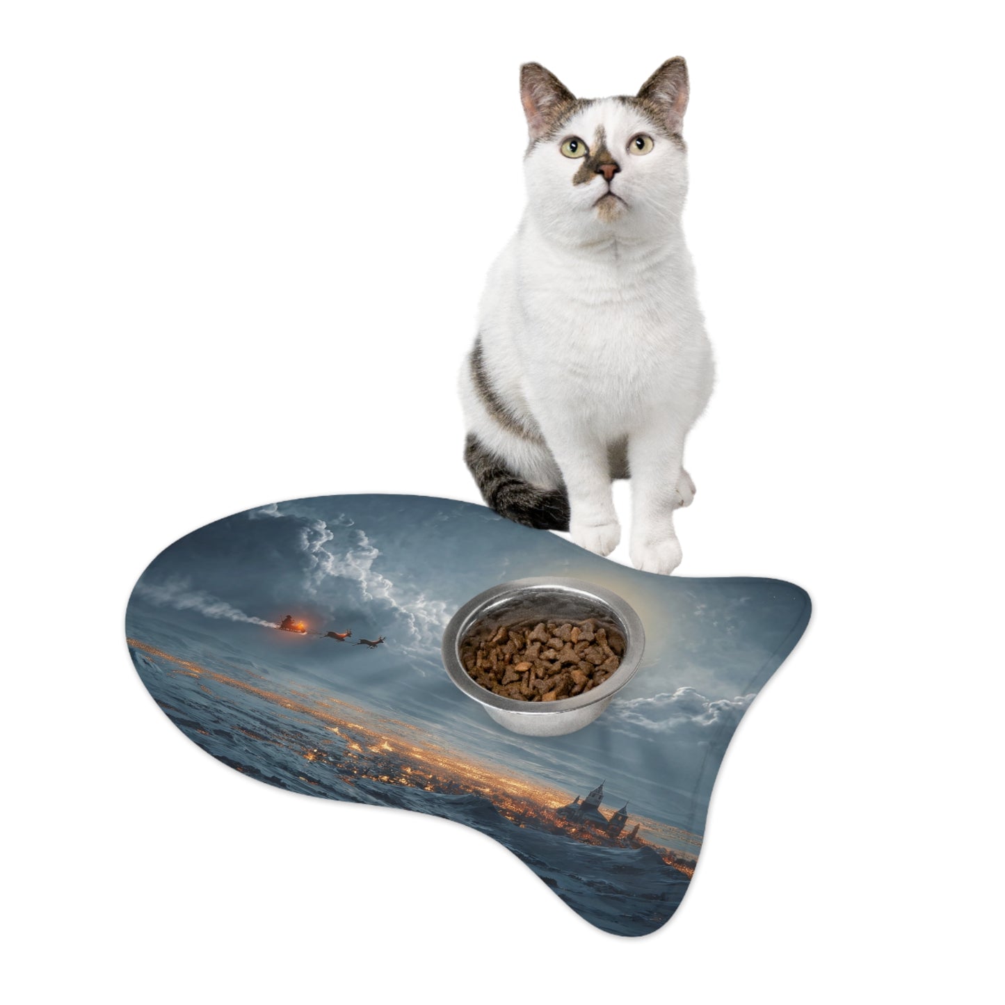 Midnight Sleigh Ride Pet Feeding Mats – Frostbitten City Lightscape