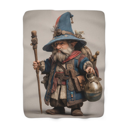 Wandering Wizard Sherpa Fleece Blanket – Moonlit Path Companion