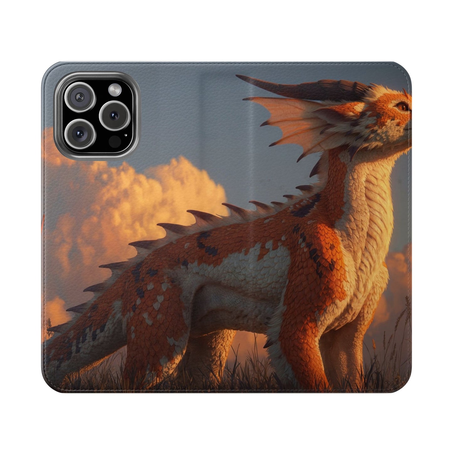 Gilded Dragon Flip Cases – Amber Sunset Guardian