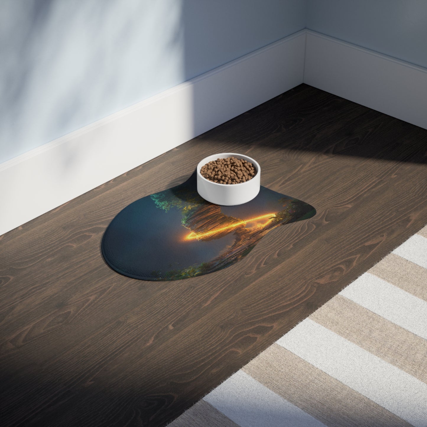 Floating Island Pet Feeding Mats – Luminous Jungle Oasis
