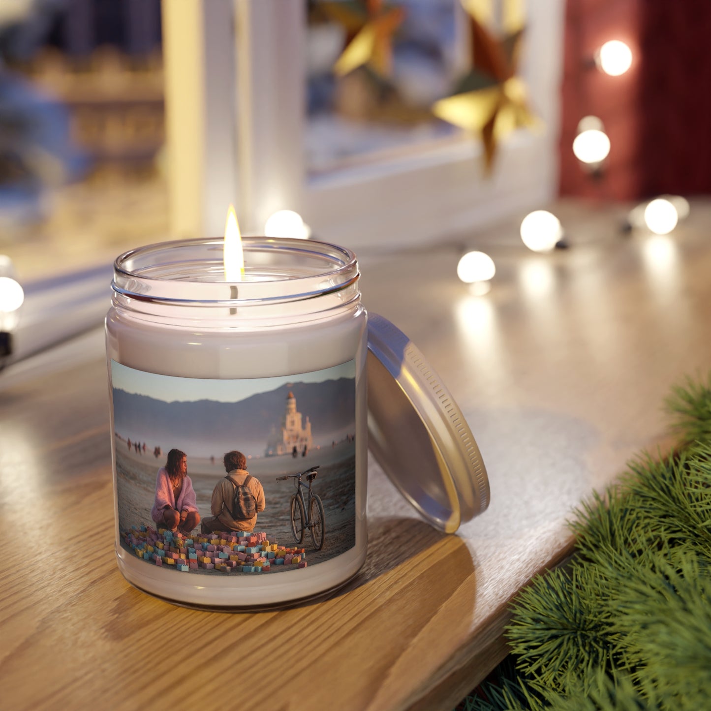 Desert Temple Builders Scented Soy Candles with White Lid, 9oz – Sunset Serenity at Burning Man