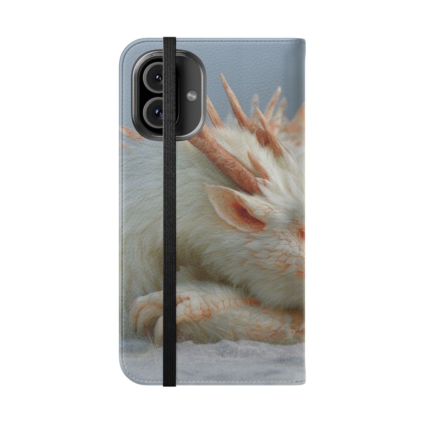 Sleeping Child and Dragon Flip Cases – Snowy Guardian Embrace