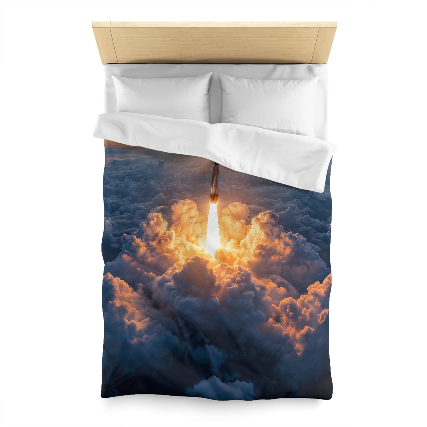 Solar Launch Microfiber Duvet Cover – Dawn’s First Rocket Ascension