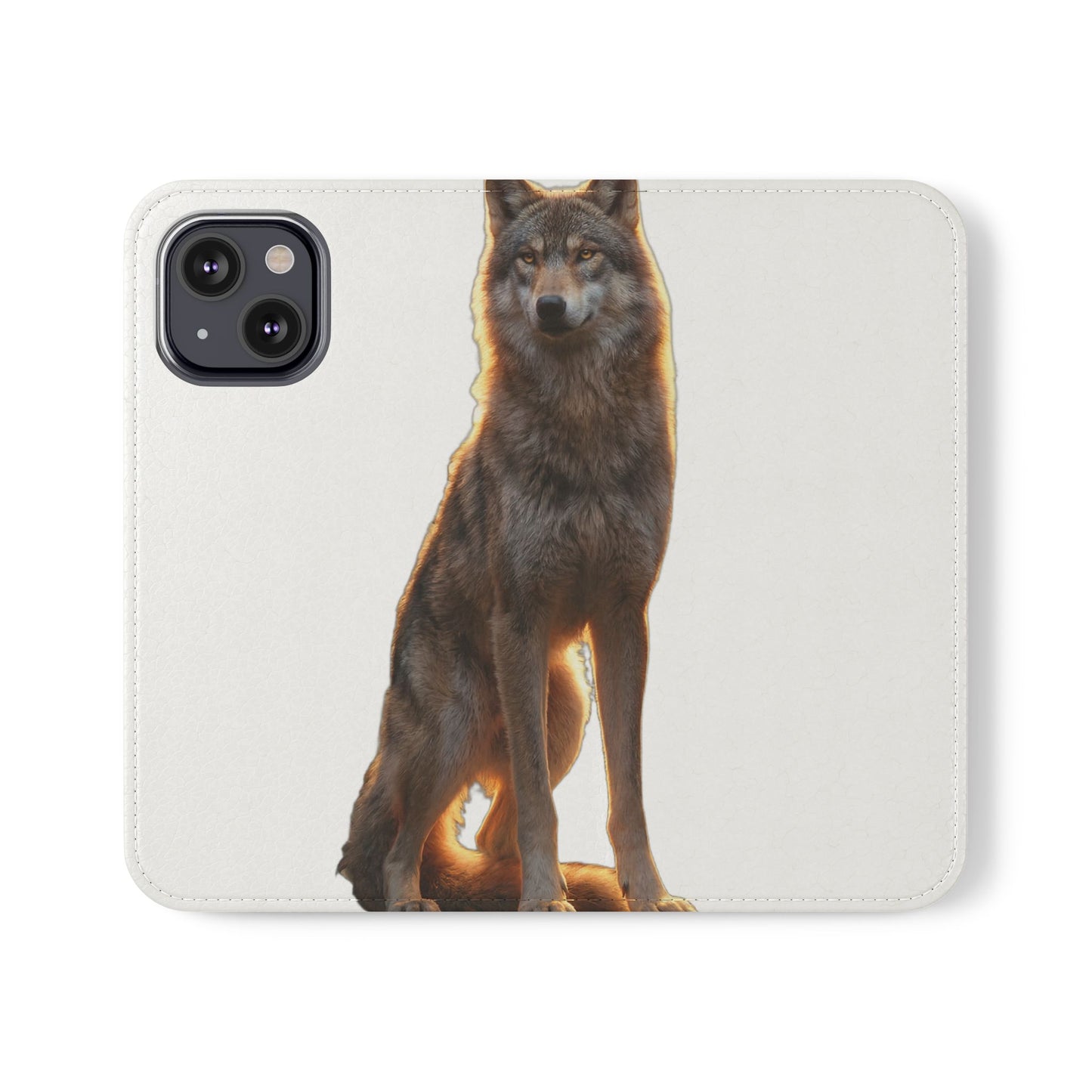 Sunlit Wolf Flip Cases – Golden Hour Sentinel Portrait