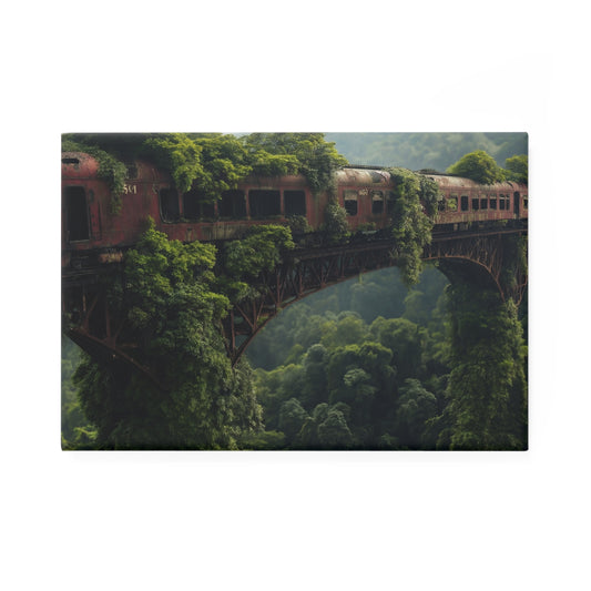 Overgrown Train Bridge Magnet – Where Nature Reclaims the Rails