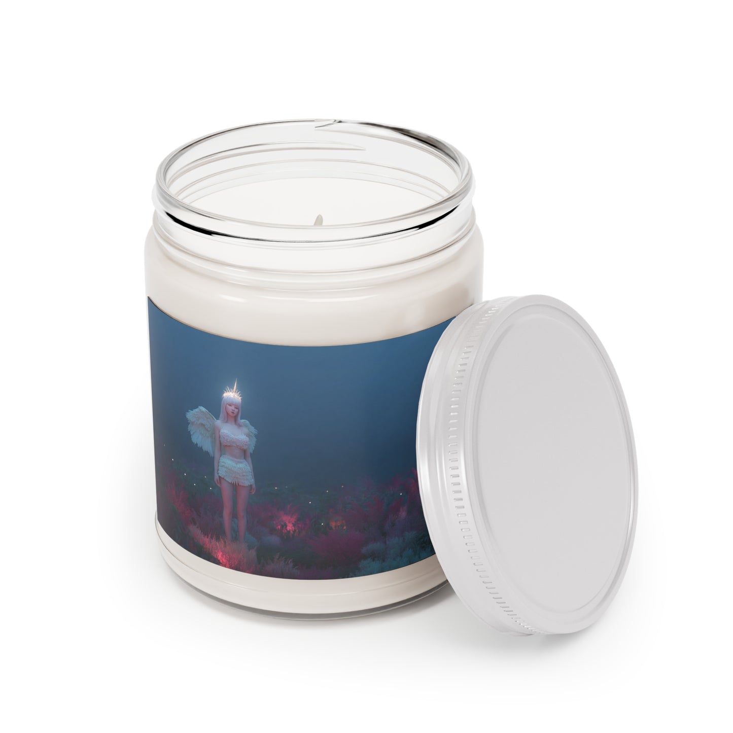 Celestial Guardian Scented Soy Candles with White Lid, 9oz – Twilight Garden Luminary