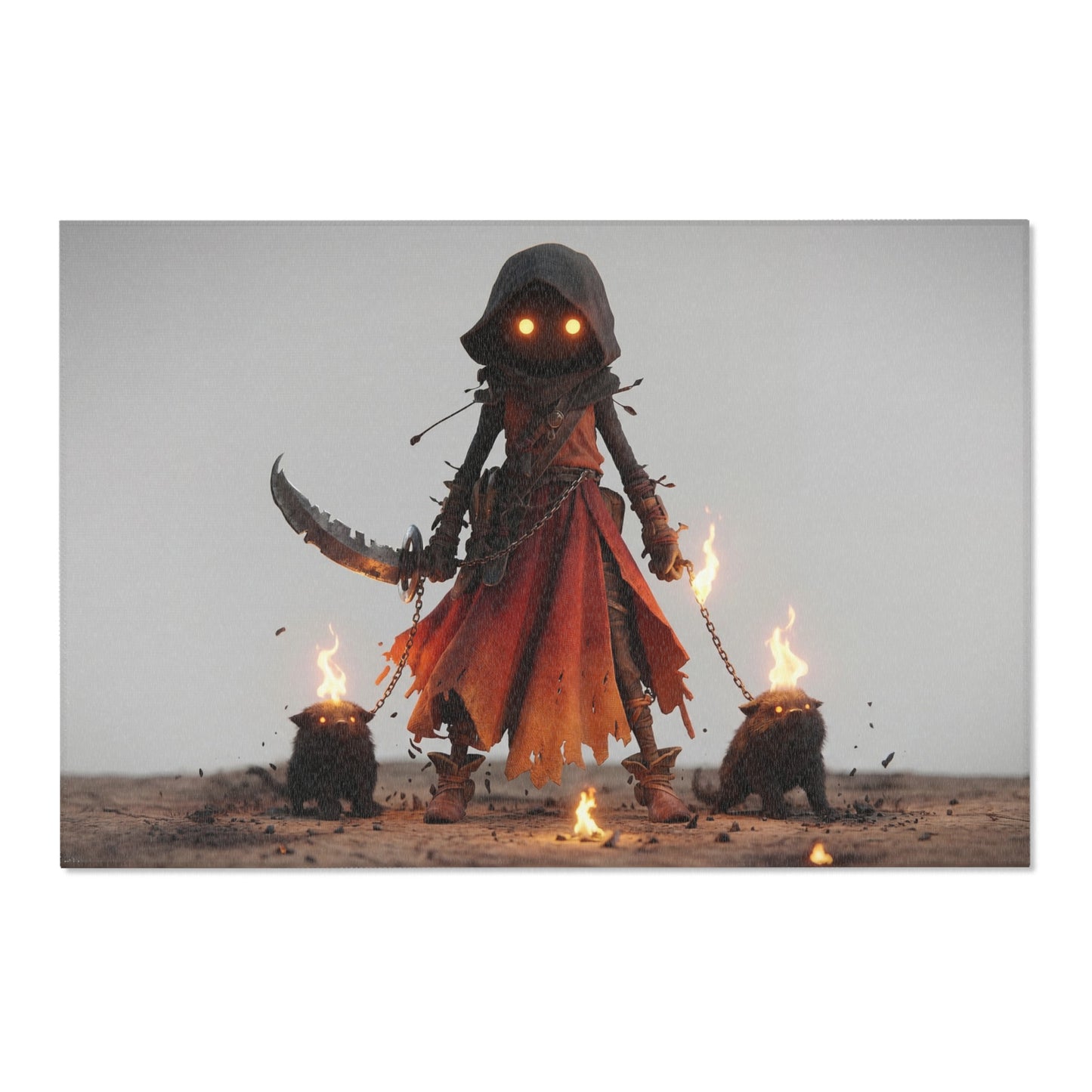 Flame-Winged Sentinel Area Rugs – Desert Mirage with Glowing Feline Companions
