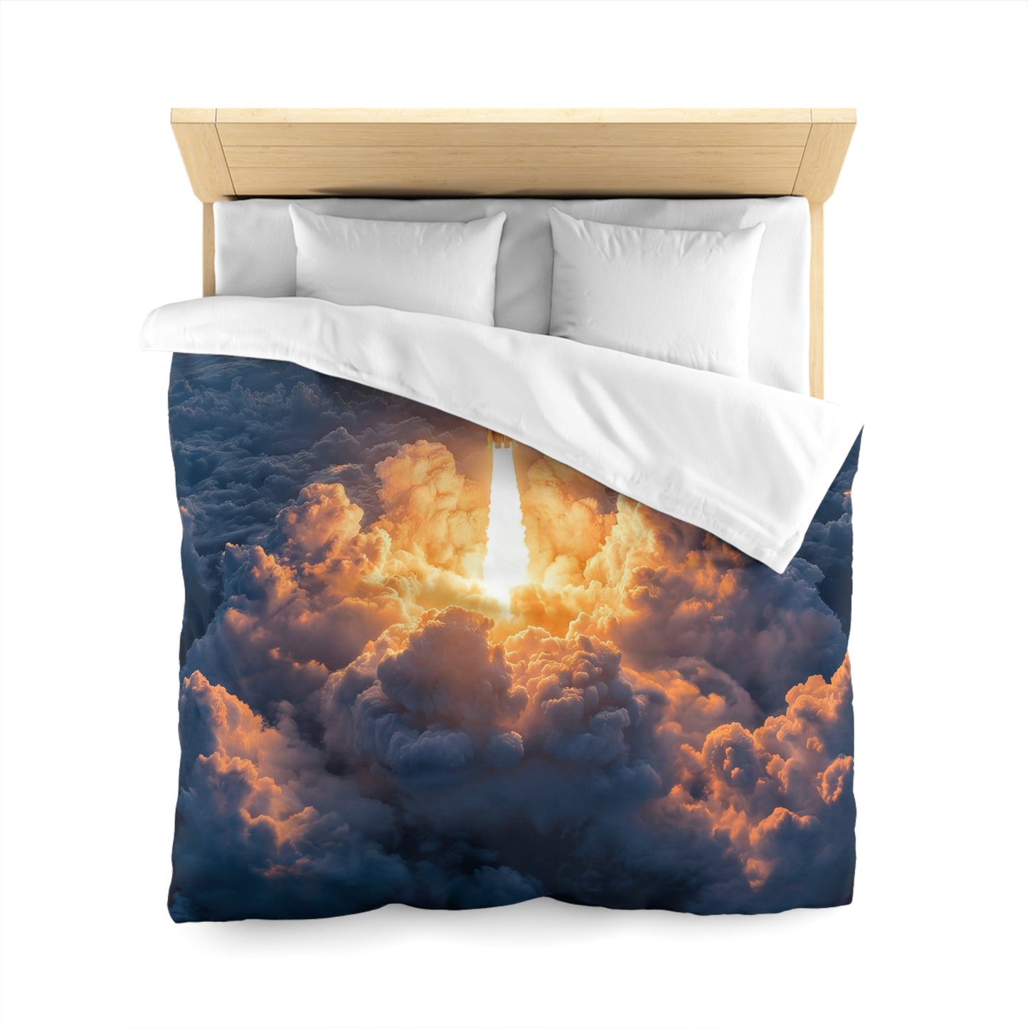 Rocket Sunrise Microfiber Duvet Cover – Piercing Through Clouds Toward Dawn