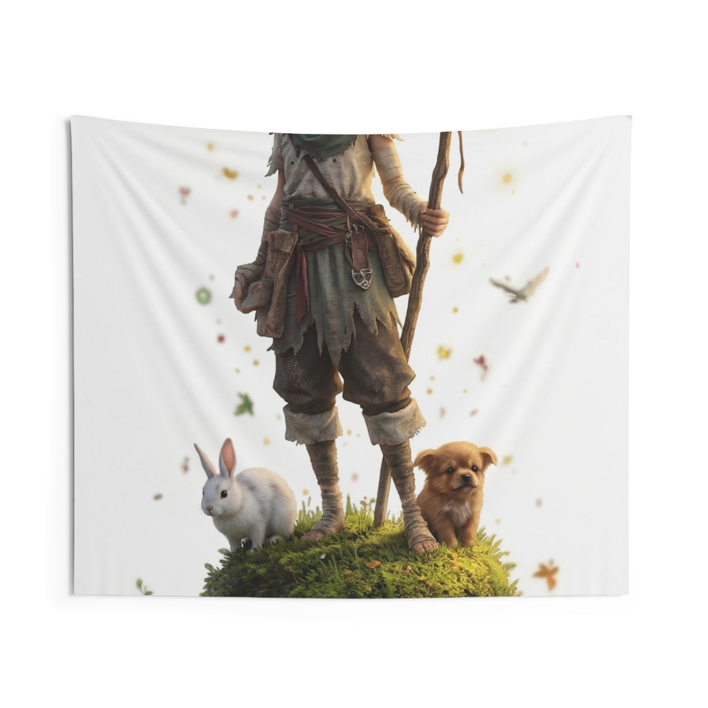 Forest Guardian Youth Wall Tapestry – Glowing Antlered Sentinel Amid Moss & Whispers