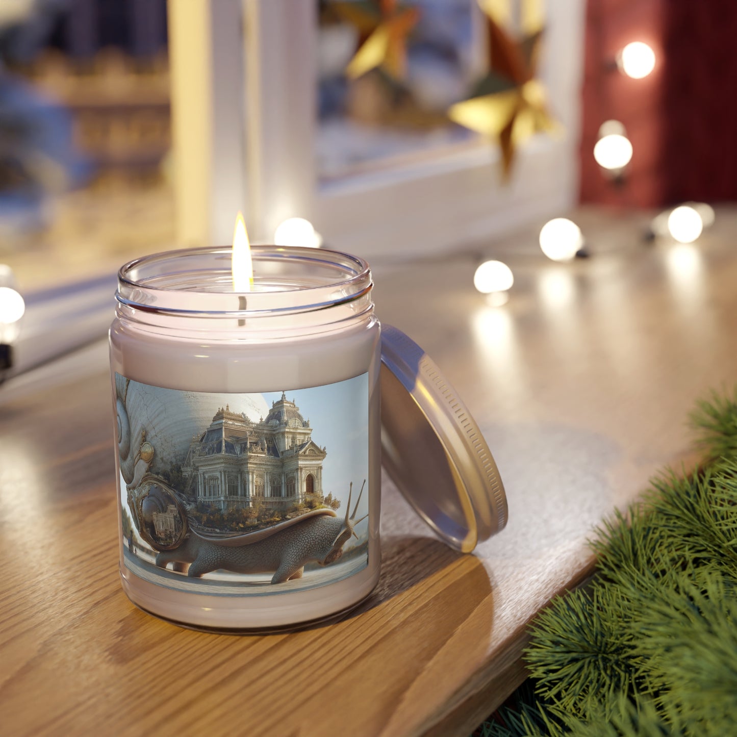 Grand Palace Snail Scented Soy Candles with White Lid, 9oz – Slow-Moving Renaissance Dreamscape