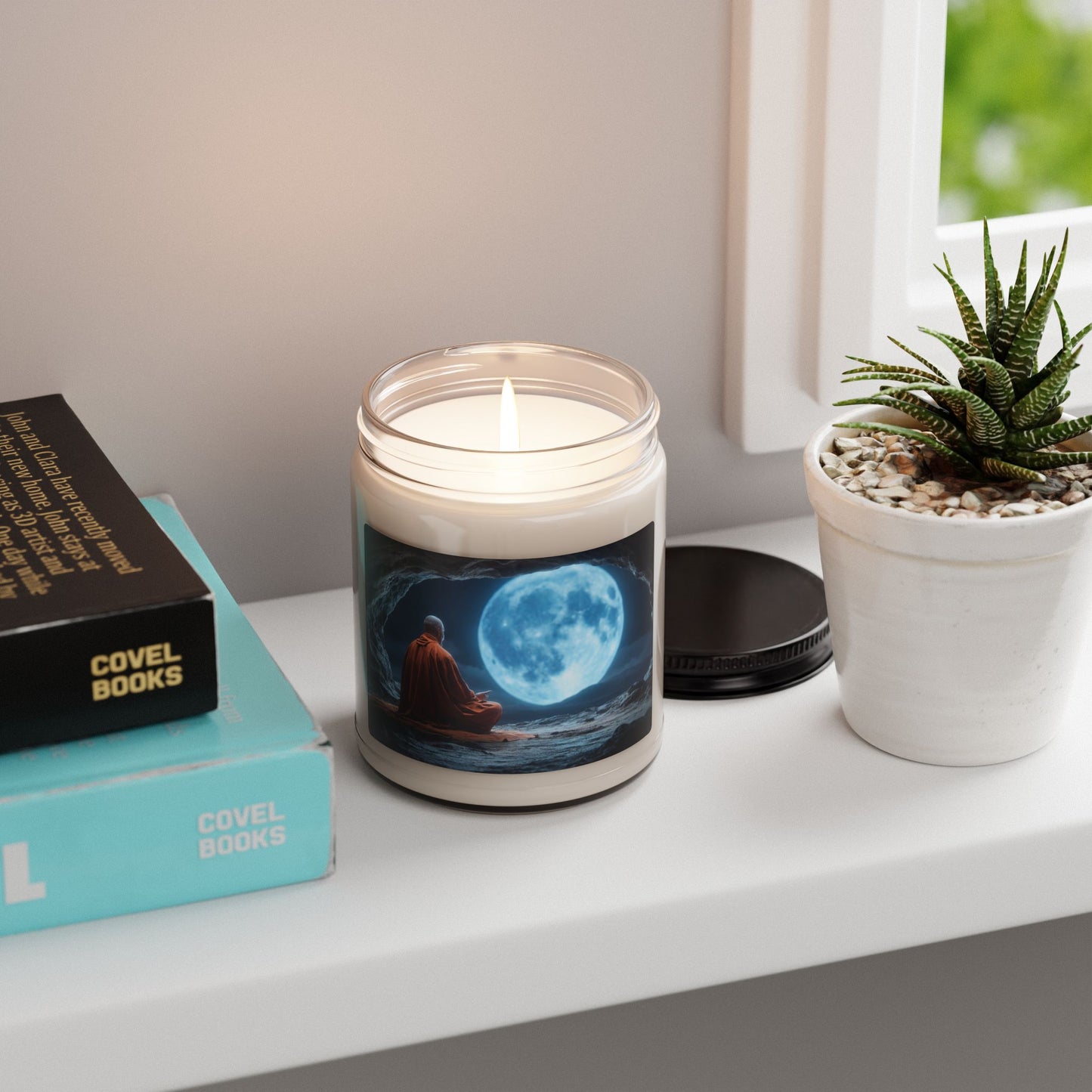 Moonlit Cave Meditation Candle – Serene Blue Glow Sanctuary, 9oz