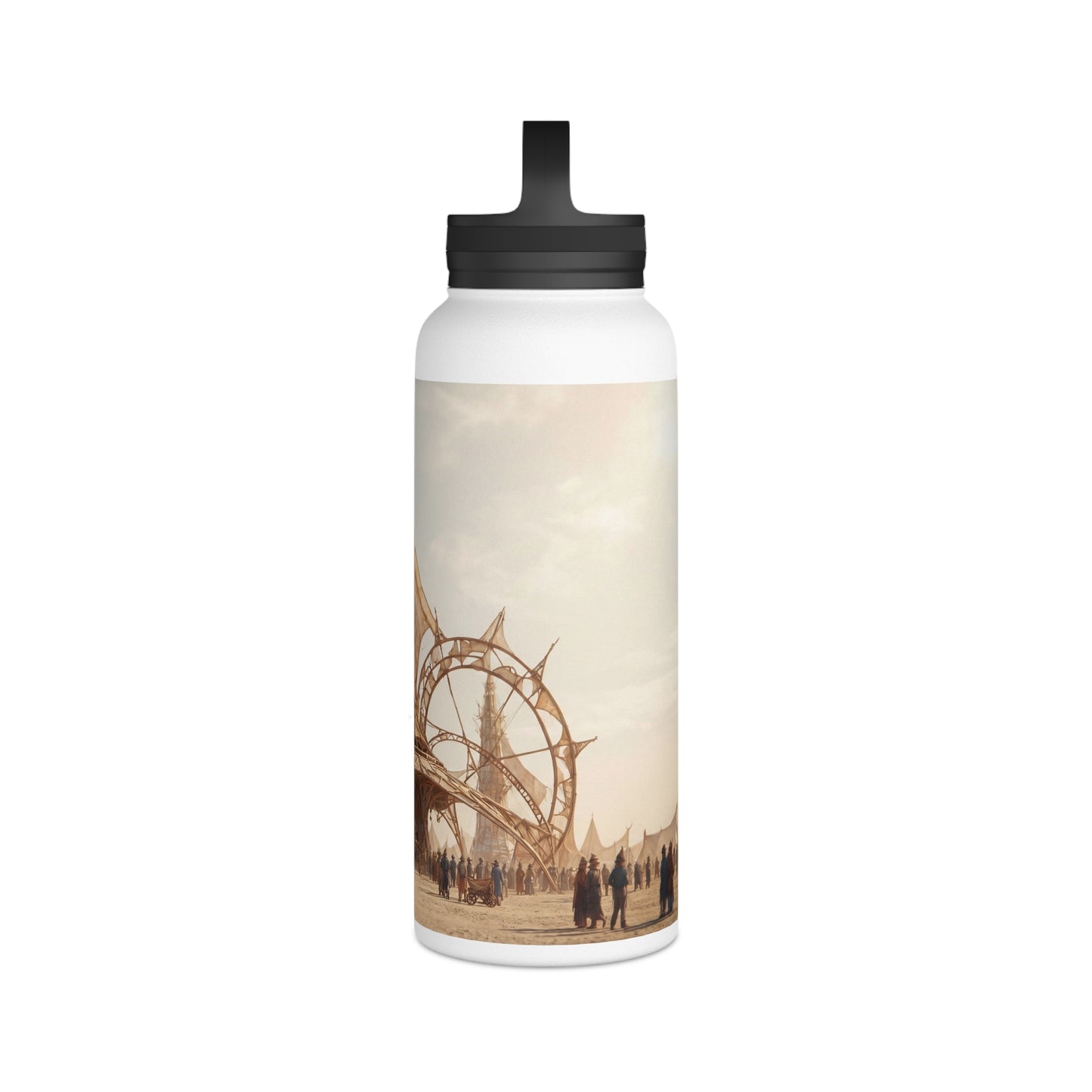 Desert Sky Temple Stainless Steel Water Bottle, Handle Lid – Golden Sails of the Dust Horizon