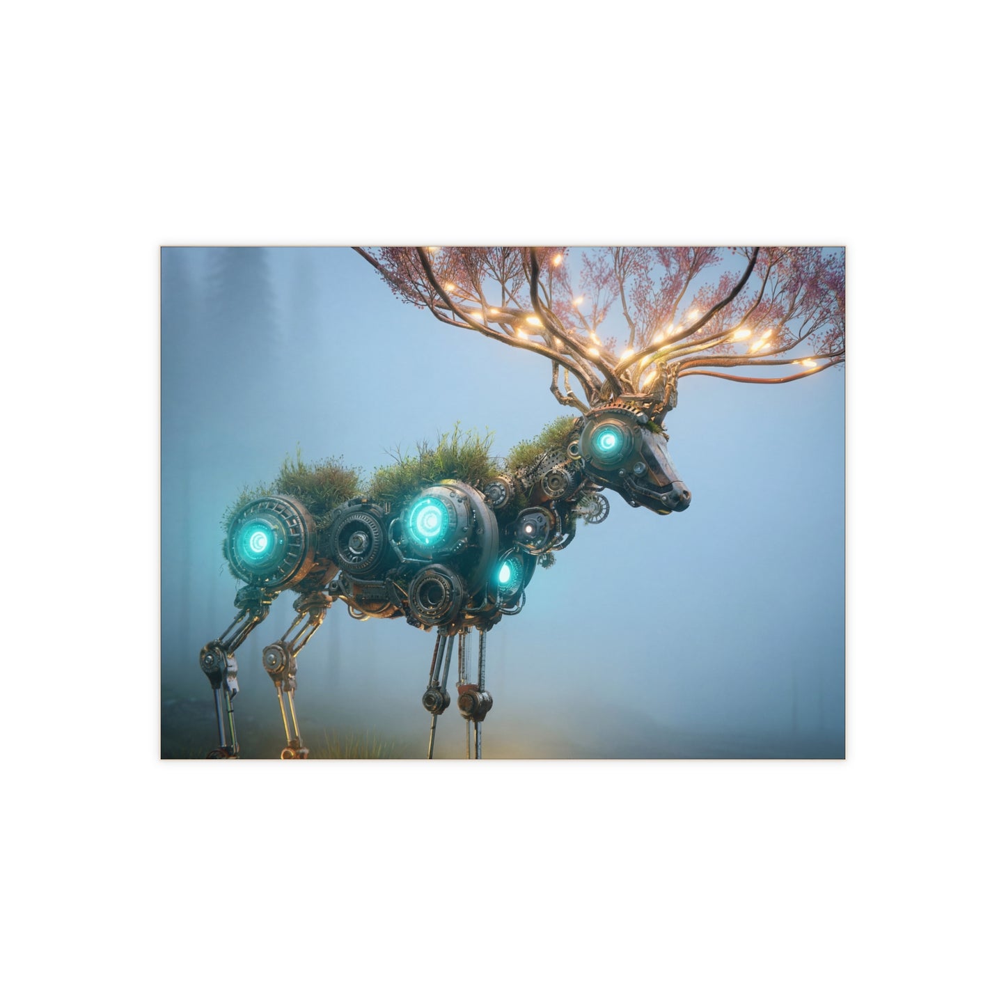 Bio-Mechanical Deer Ceramic Photo Tile – Whispers of the Wired Forest