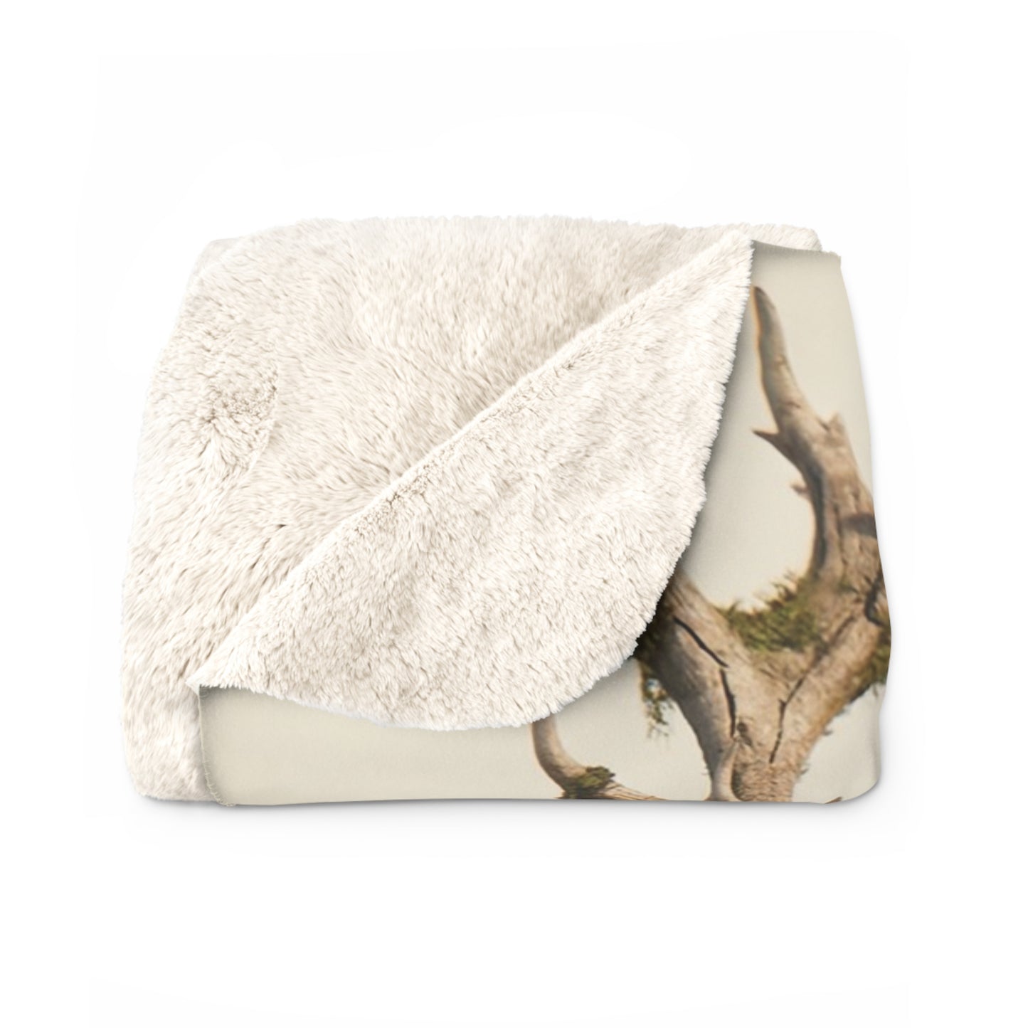 Young Knight on Stag Sherpa Fleece Blanket – Mossy Antlers and Warm Autumn Glow