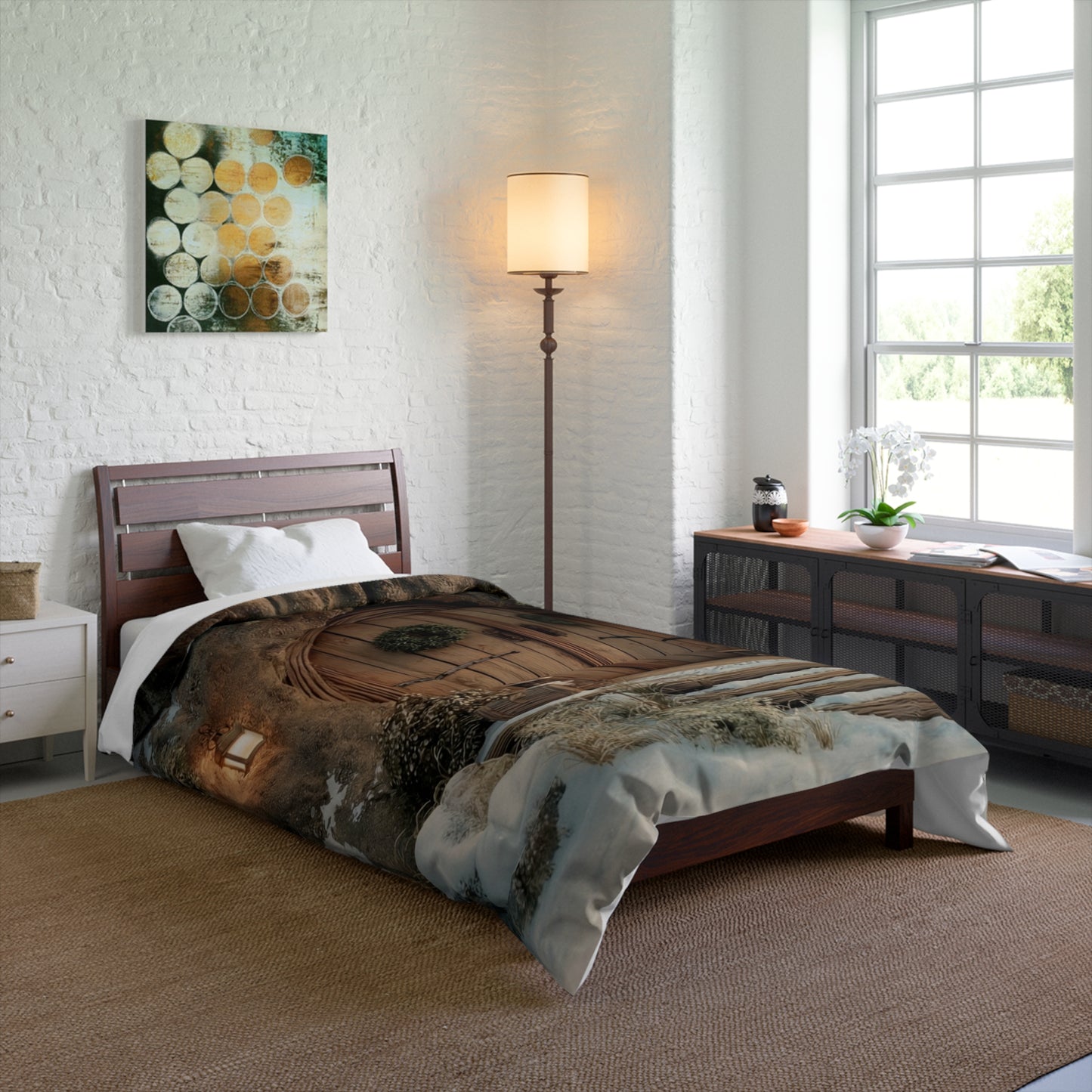 Winter Hollow Treehouse Comforter – Snow-Kissed Hearth at Dusk