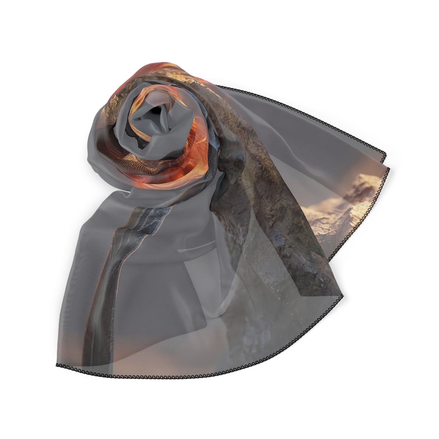 Crimson Sentinel Poly Scarf – Sunset Warrior’s Resting Glow