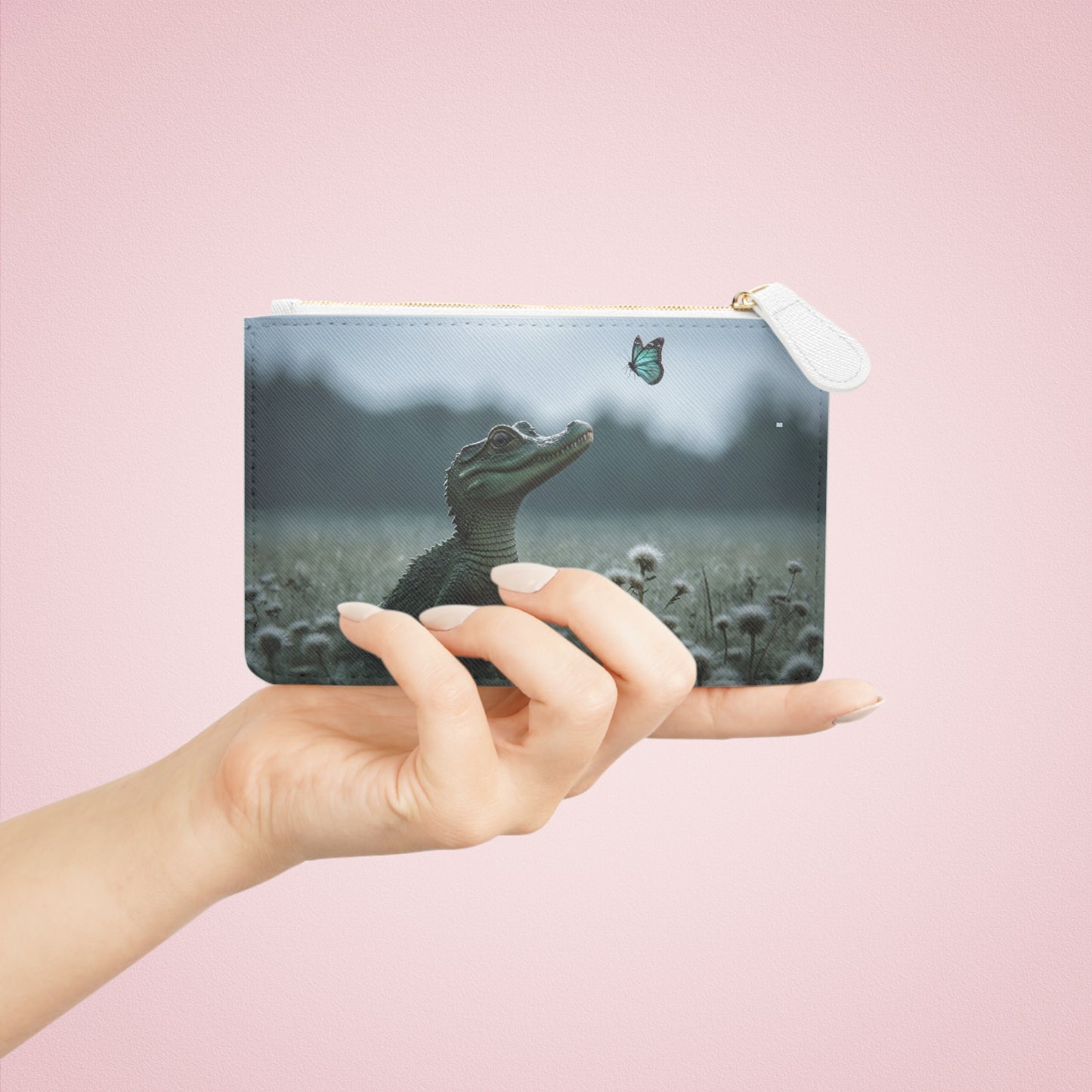 Tiny Crocodile & Butterfly Mini Clutch Bag – Whispering Meadow Encounter