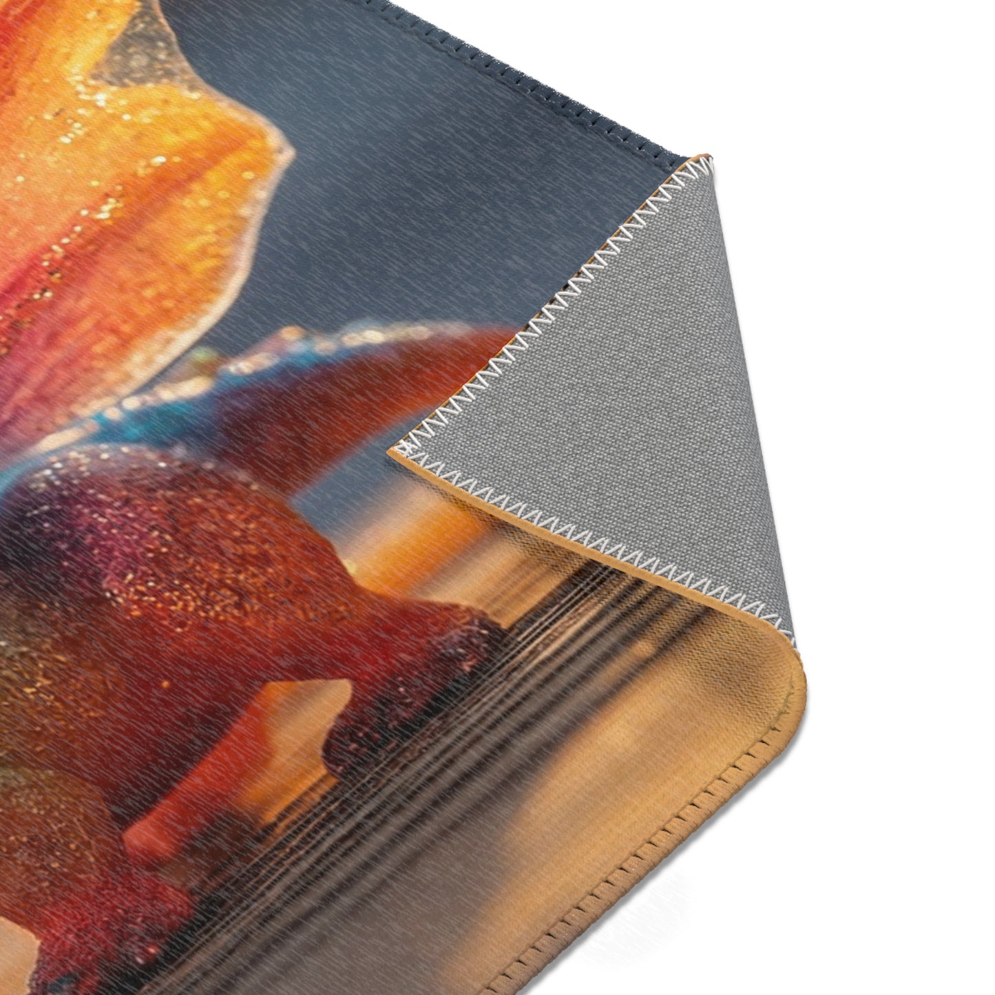 Rainbow Smoke Dragon Area Rugs – Whimsical Creature Dreamscape