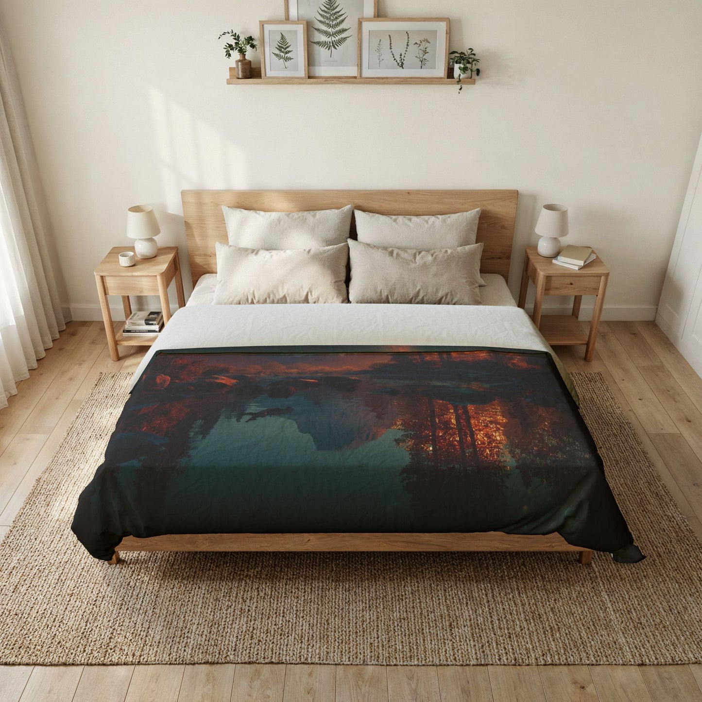 Starlit River Valley Cotton Duvet Cover – Half-Dome Twilight Reflections