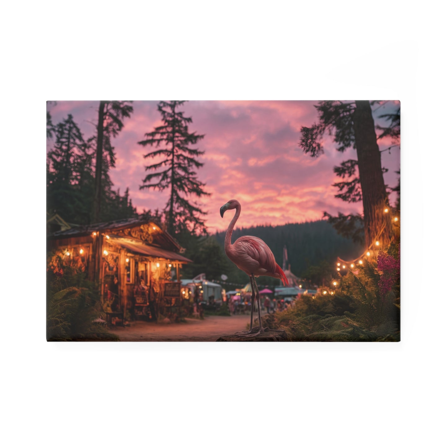Forest Flamingo Button Magnet, Rectangle (1 & 10 pcs) – Twilight’s Unlikely Sentinel