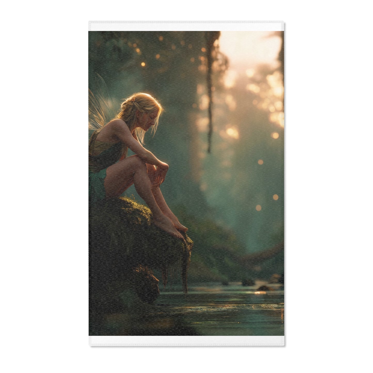 Forest Fairy by the Stream Area Rug – Golden Hour Whispers