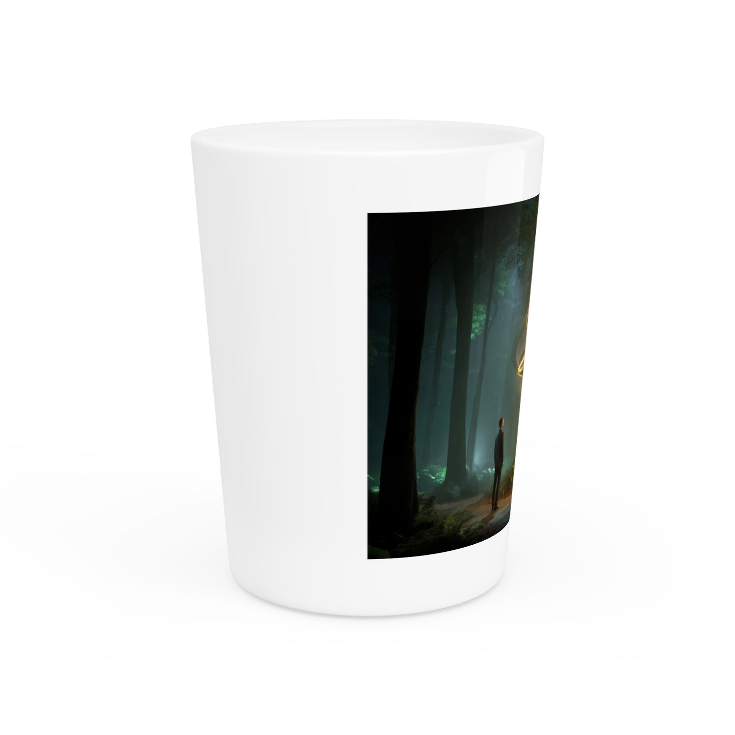Golden Spiral Sentinel Shot Glass – Forest Guardian Light Vortex
